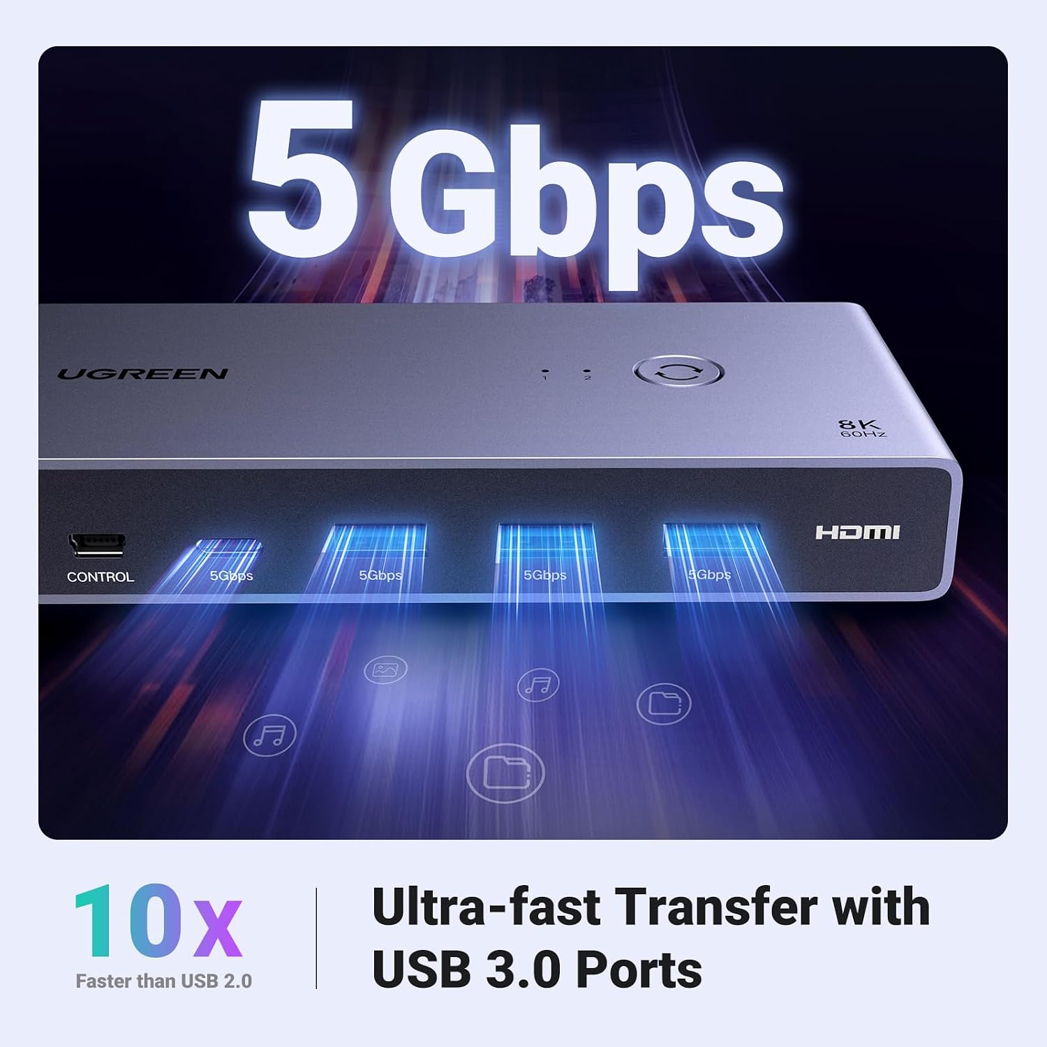 Bộ chuyển KVM HDMI Ugreen 8K60Hz 2 vào 1 ra Ugreen CM692 9 Bộ chuyển KVM HDMI Ugreen 8K60Hz 2 vào 1 ra Ugreen CM692 - Ảnh 9