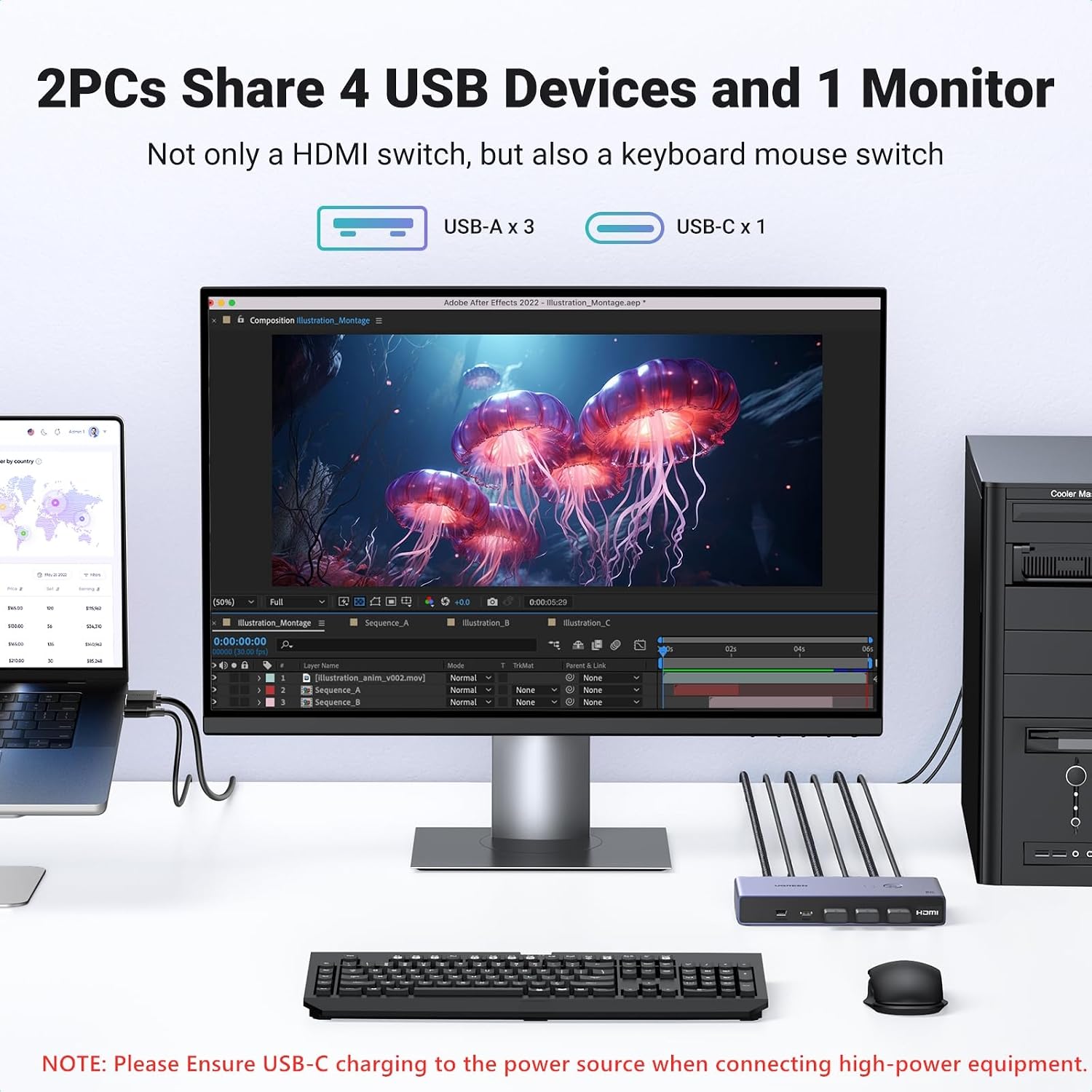 Bộ chuyển KVM HDMI Ugreen 8K60Hz 2 vào 1 ra Ugreen CM692 5 Bộ chuyển KVM HDMI Ugreen 8K60Hz 2 vào 1 ra Ugreen CM692 - Ảnh 5