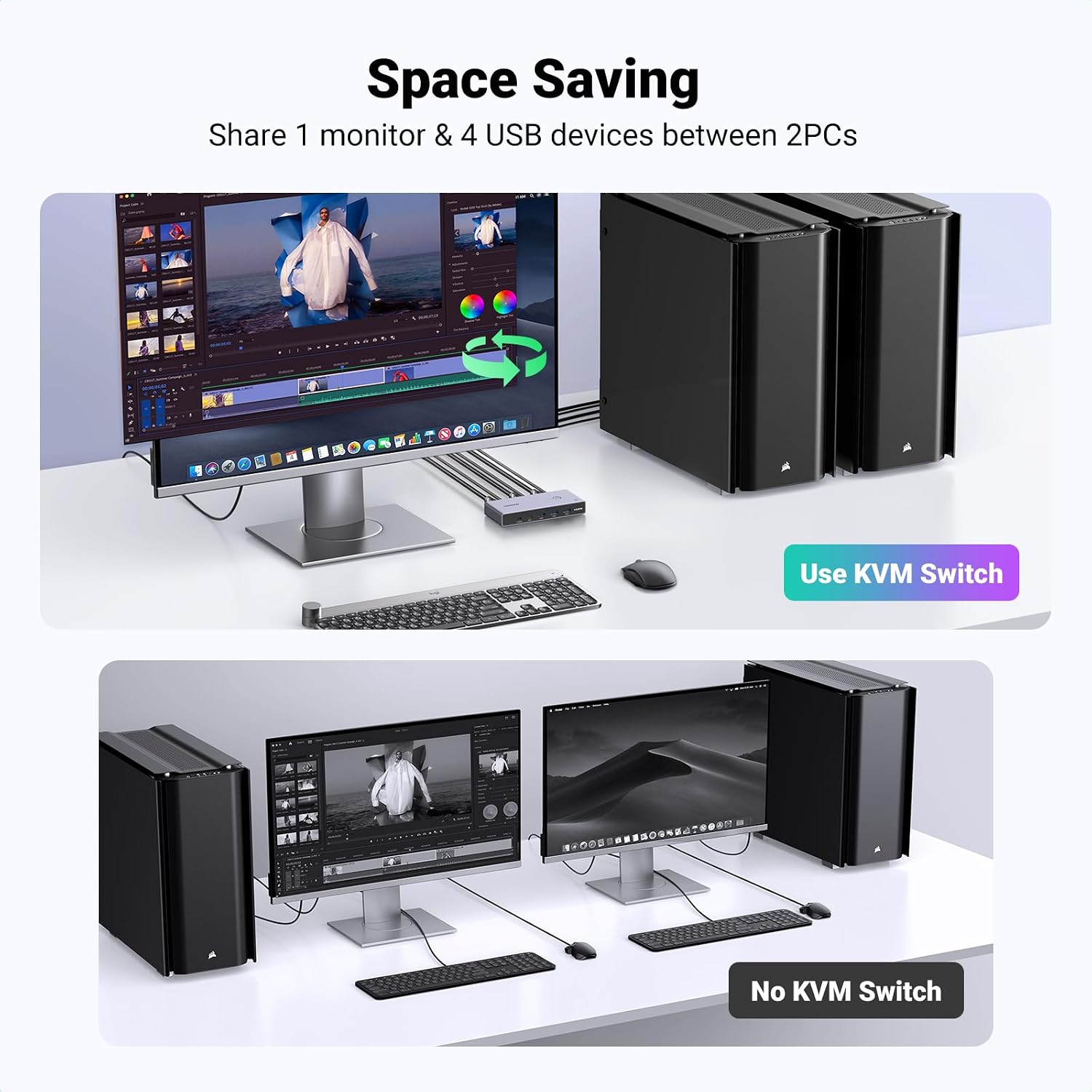 Bộ chuyển KVM HDMI Ugreen 8K60Hz 2 vào 1 ra Ugreen CM692 7 Bộ chuyển KVM HDMI Ugreen 8K60Hz 2 vào 1 ra Ugreen CM692 - Ảnh 7
