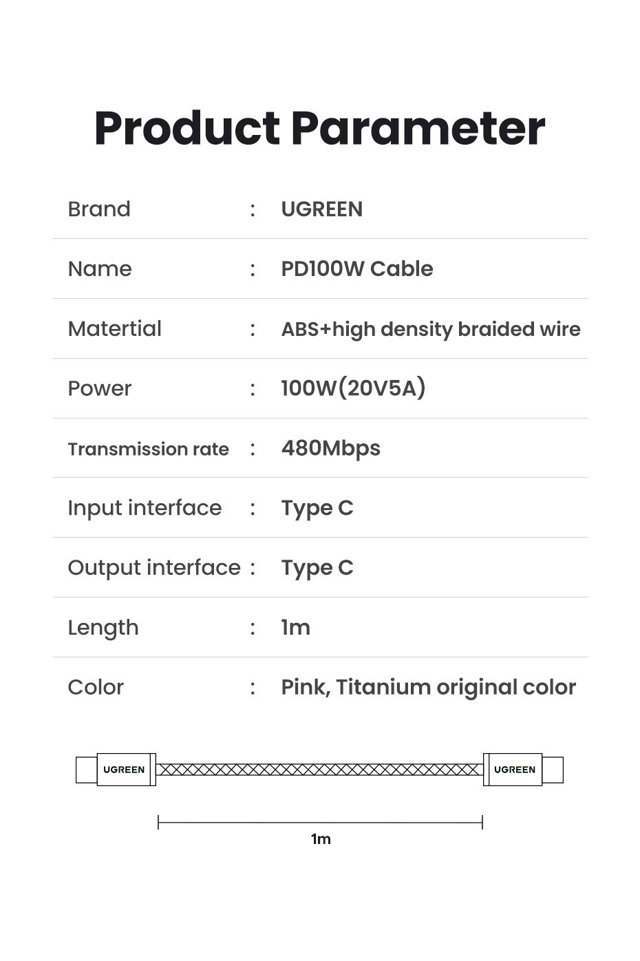 Cáp sạc nhanh C to C 100W Ugreen L502 dài 1m 13 Cáp sạc nhanh C to C 100W Ugreen L502 dài 1m - Hình ảnh 13