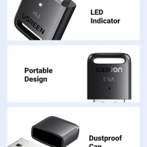 UGREEN 90225- USB Bluetooth 5.3 Tầm Xa 20m, Hỗ Trợ 7 Thiết Bị