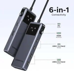 Hub Type C 6 cổng Ugreen 35998 USB-C 3.2, USB-A 3.2, HDMI 4K@60Hz, PD 100W 15 Hub Type C 6 cổng Ugreen 35998 USB-C 3.2, USB-A 3.2, HDMI 4K@60Hz, PD 100W