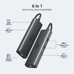 USB-C Hub 6 trong 1 Ugreen CM512 - 45000