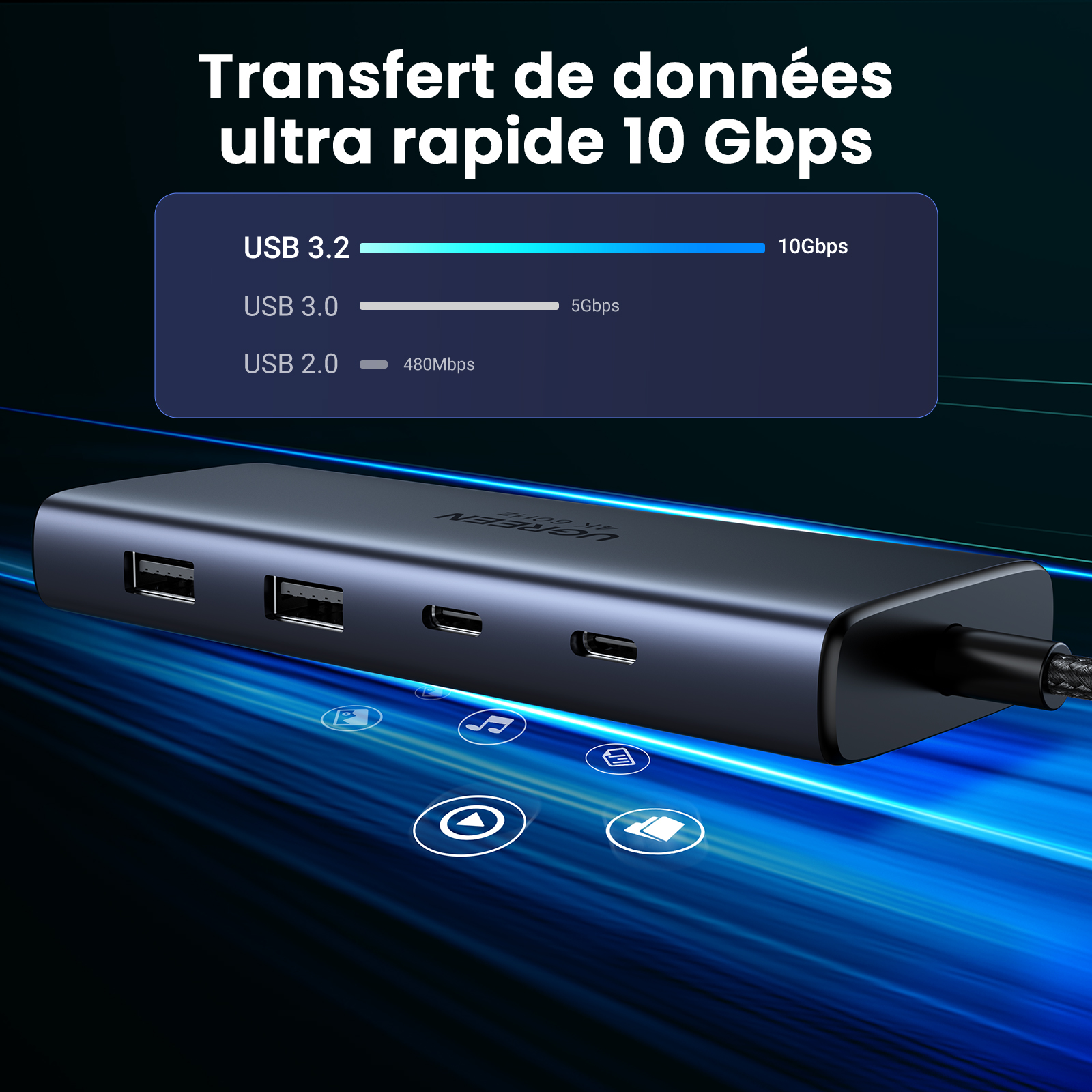 Hub chuyển đổi USB-C 7 trong 1 Ugreen 45379 CM639 6 Hub chuyển đổi USB-C 7 trong 1 Ugreen 45379 CM639 - Hình ảnh 6