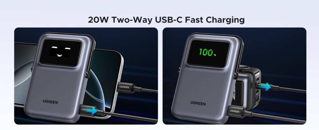 Pin Sạc Dự Phòng Không Dây Từ Tính 10000mAh UGREEN PB572 24 Hỗ trợ sạc nhanh PD 20W và sạc không dây MagSafe 7.5W