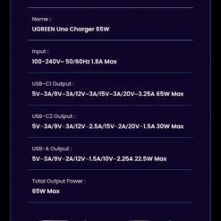 Củ sạc nhanh 3 cổng hình robot 2C1A 65W UGREEN X662 30 Củ sạc nhanh 3 cổng hình robot 2C1A 65W UGREEN X662