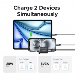 Củ sạc nhanh 2 cổng 1C1A 20W Ugreen 55533