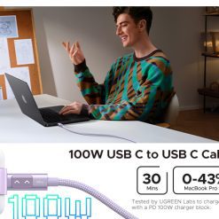 Cáp Sạc Nhanh 100W C to C Ugreen L509 Màu Tím