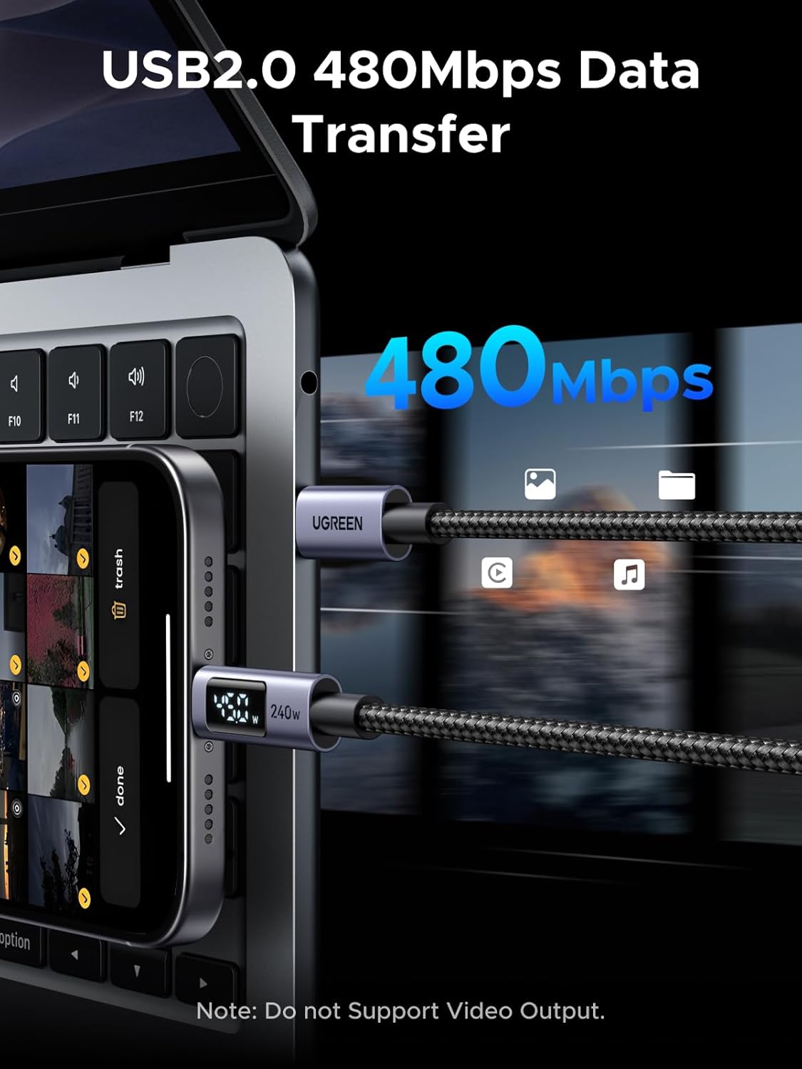 Cáp sạc Type C có màn hình Ugreen 65866 240W, dài 1m 9 Cáp sạc Type C có màn hình Ugreen 65866 240W, dài 1m - Hình ảnh 9