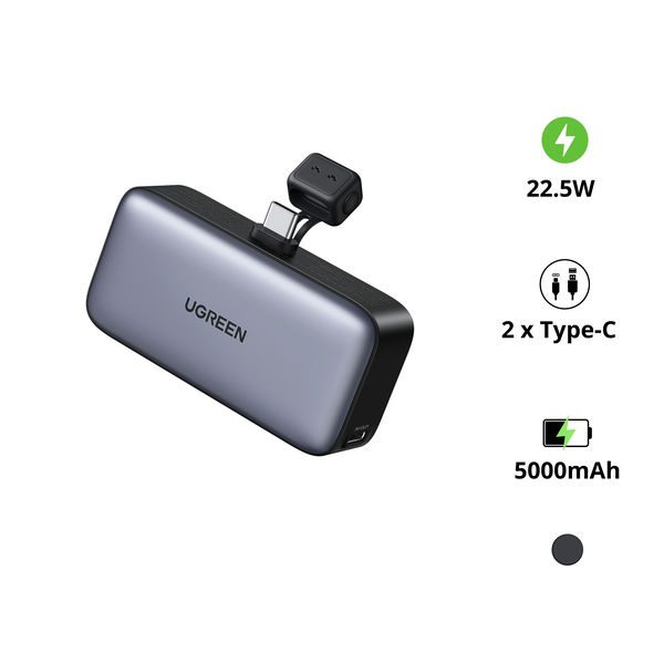 Ugreen 35338 Pin sạc dự phòng 5000mAh 22.5W PD USB-C tích hợp 0.5m – Như Mới