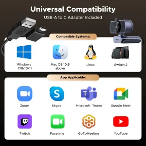 Webcam 4K Ugreen CM831 mic đa hướng thu âm 5m