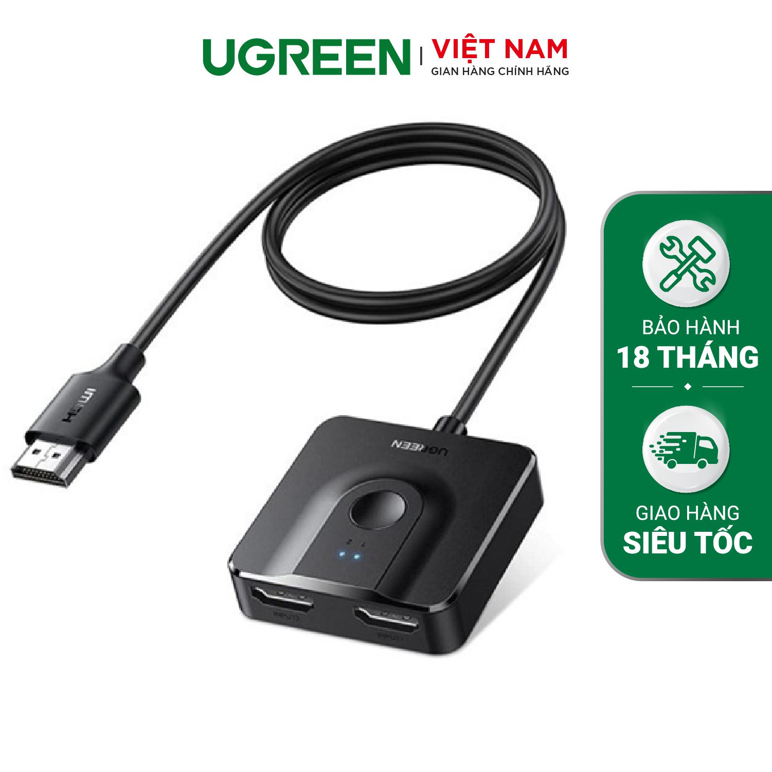 UGREEN 70607 Bộ Chuyển/Chọn HDMI 2 Chiều 2 Vào 1, Hỗ Trợ 4K@60Hz Và HDR, Kèm Cáp HDMI - Như Mới 1 UGREEN 70607 Bộ Chuyển/Chọn HDMI 2 Chiều 2 Vào 1, Hỗ Trợ 4K@60Hz Và HDR, Kèm Cáp HDMI - Như Mới