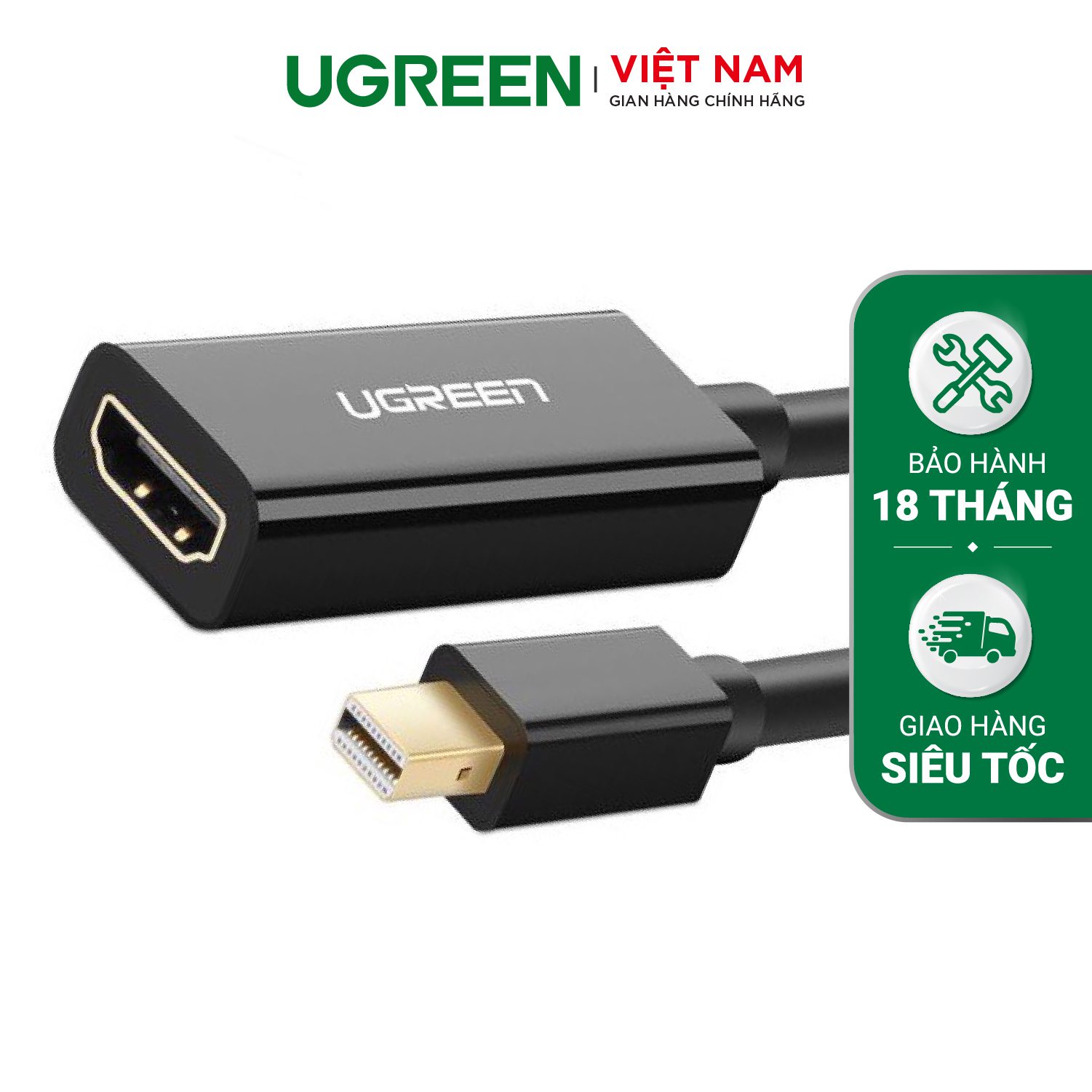 UGREEN 40360 Bộ Chuyển Mini DisplayPort Sang HDMI, Hỗ Trợ 4K@30Hz, Tương Thích Thunderbolt2, Dài 0.25m Màu Đen - Như Mới 1 UGREEN 40360 Bộ Chuyển Mini DisplayPort Sang HDMI, Hỗ Trợ 4K@30Hz, Tương Thích Thunderbolt2, Dài 0.25m Màu Đen - Như Mới