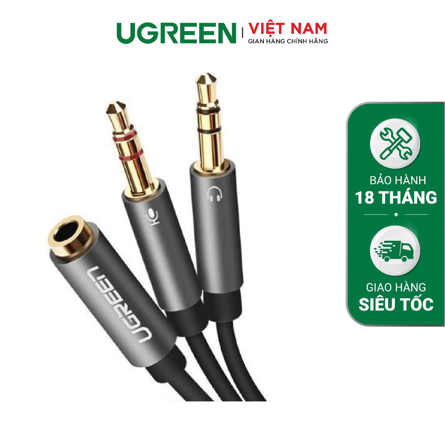 UGREEN 20899 Cáp Chia Âm Thanh 3.5mm 2 Jack Male Sang 1 Jack Female, Vỏ Nhôm, Dài 0.2m Màu Đen - Như Mới 1 UGREEN 20899 Cáp Chia Âm Thanh 3.5mm 2 Jack Male Sang 1 Jack Female, Vỏ Nhôm, Dài 0.2m Màu Đen - Như Mới